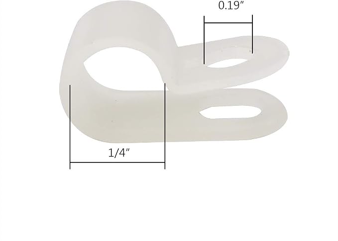 Cable Clamp R-Type Cable Clip Wire Clamp 1/4-inch Nylon Screw Mounting Cord - Image 2