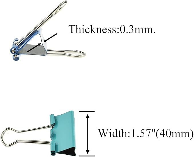 HAHIYO Binder Clips Paper Clamps Spring Steel Sturdy Large 1.57 inches Width - Image 2