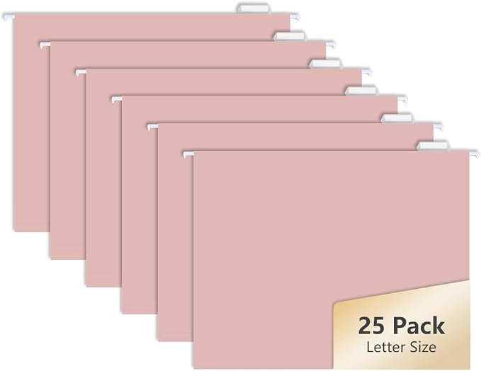25pcs MagDurnus Pink Hanging File Folders, Pastel Color Design, Letter Size by MagDurnus