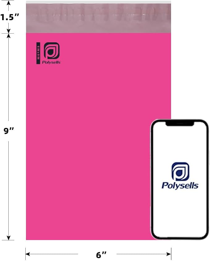 POLYSELLS 100 pcs 6x9 Inches Pink Poly Mailers Shipping Envelopes, Strong - Image 2