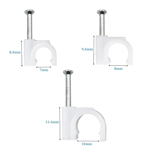HS Cable Clips 10mm with Steel Nail 200 Pieces White，Ethernet Management U - Image 3