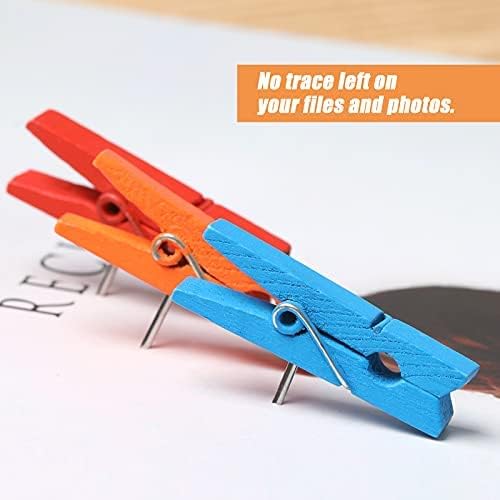 130 PCS Colorful Push Pin with Wooden Clips, Durable Wooden Push Pins, - Image 4