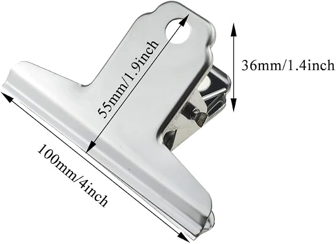 HAHIYO 4inch Silver Bulldog Clips Metal File Hinge Binder Clamps Save Space - Image 2