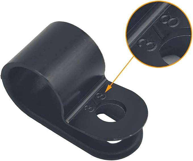 Cable Clamp R-Type Cable Clip Wire Clamp 3/8" Nylon Screw Mounting Cord - Image 2