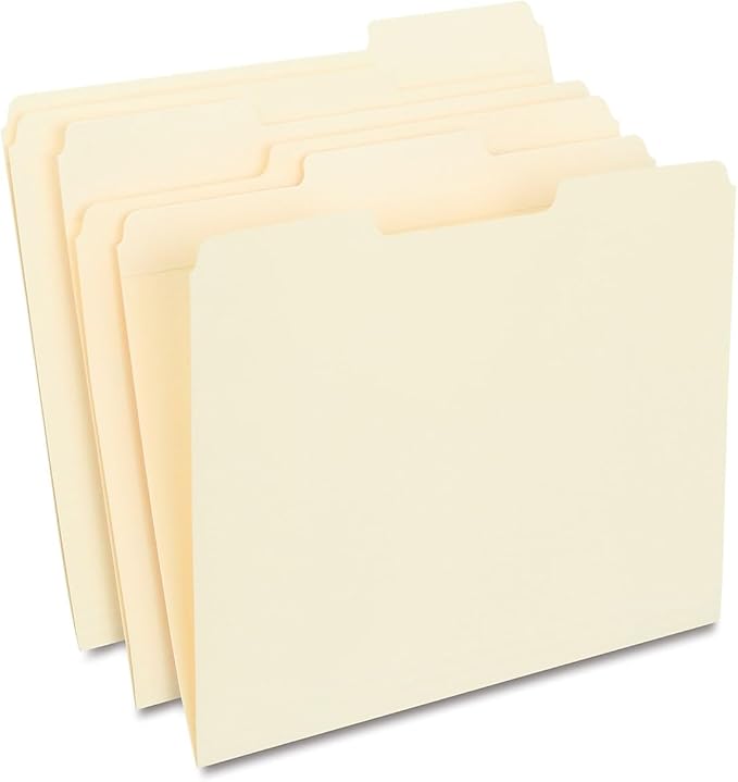 Staples 30% Recycled Reinforced File Folders, Letter Size, 1/3‑Cut Tabs by Staples