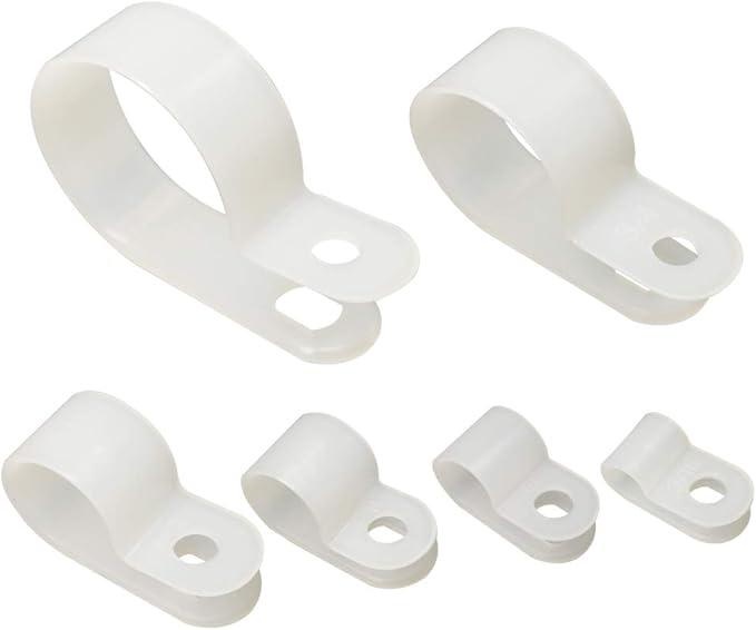 Cable Clamp 200 Pcs Black Nylon Screws Plastic R-Type Cable Clamp Clips by Alamic