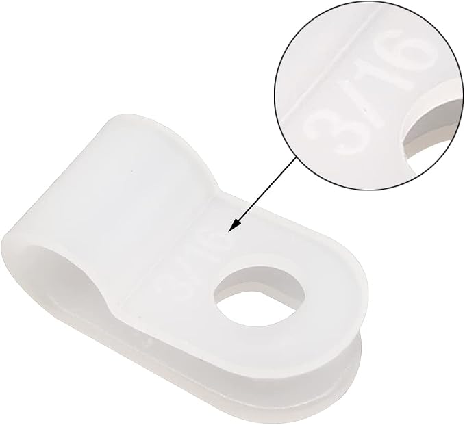 Cable Clamp R-Type Cable Clip Wire Clamp 3/16" Nylon Screw Mounting Cord - Image 2