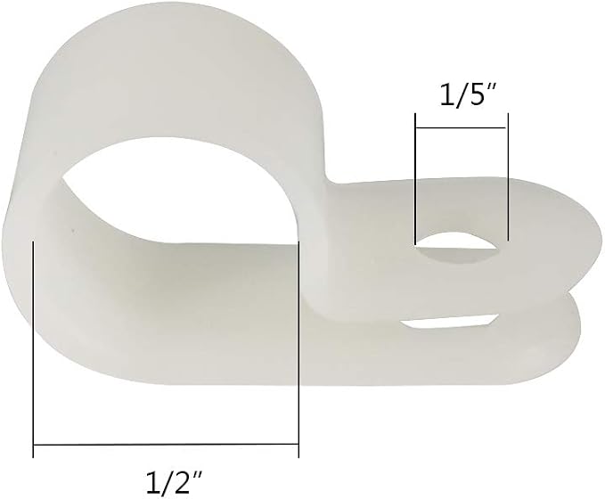 Cable Clamp R-Type Cable Clip Wire Clamp 1/2“ Nylon Screw Mounting Cord - Image 2