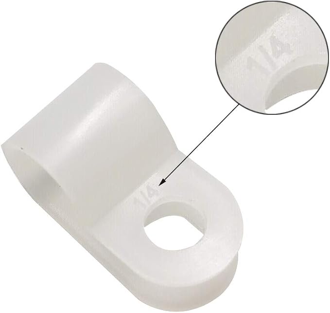Cable Clamp R-Type Cable Clip Wire Clamp 1/4-inch Nylon Screw Mounting Cord - Image 4