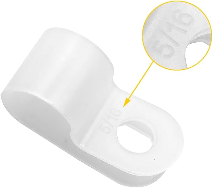 Cable Clamp R-Type Cable Clip Wire Clamp 5/16" Nylon Screw Mounting Cord - Image 2