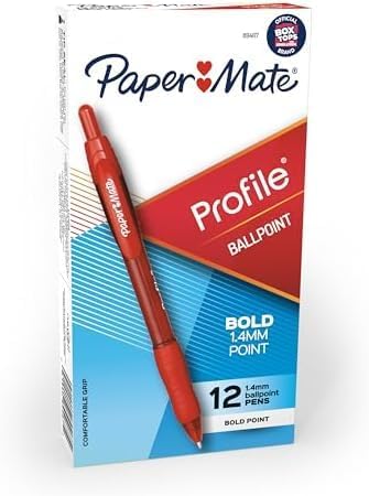 Paper Mate Profile Retractable Ballpoint Pens Bold Red 12 Count by Unknown