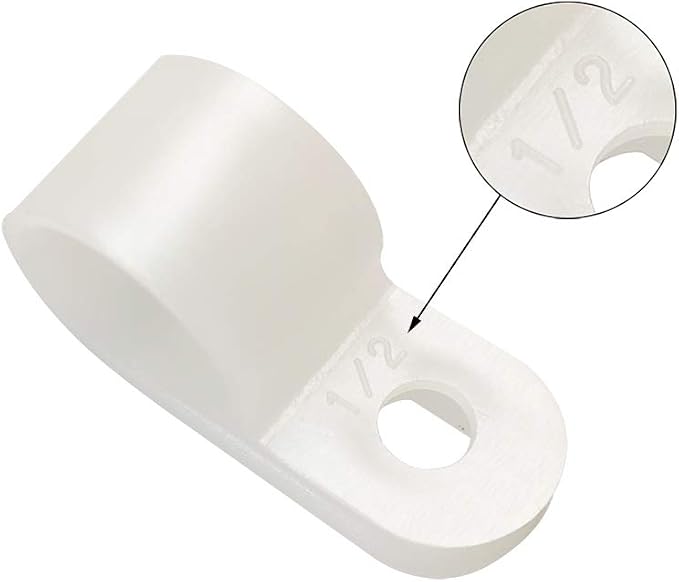 Cable Clamp R-Type Cable Clip Wire Clamp 1/2“ Nylon Screw Mounting Cord - Image 3