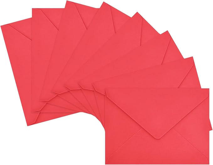 50 Pack Red A7 Envelopes, Christmas New Years Greeting Card Envelopes Self Seal by LIKAJON