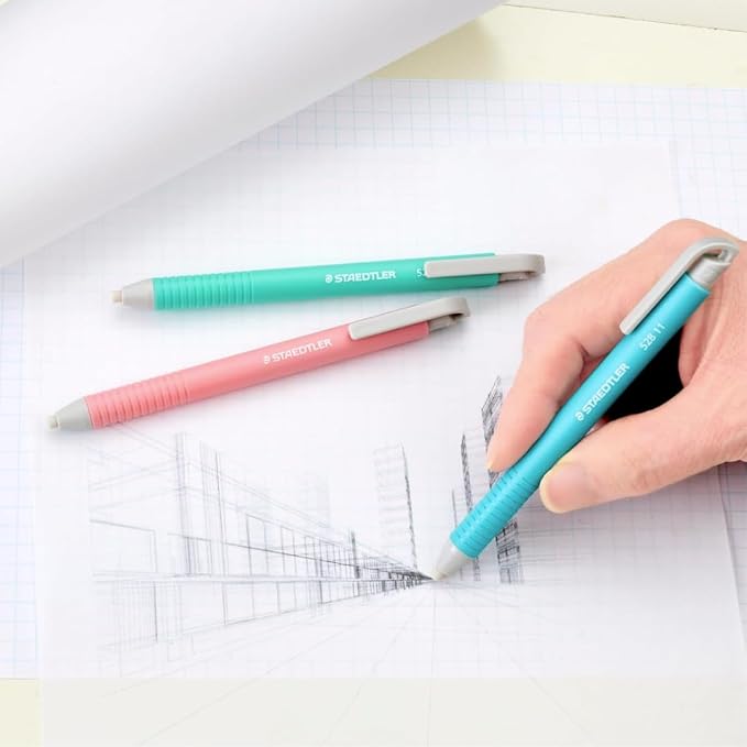 STAEDTLER Vinyl Eraser Holder 18-Pack: 3 Units Retractable Erasers - Image 2