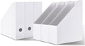Rempry Magazine File Holders White, Foldable Cardboard Document Organizer Boxes by Rempry