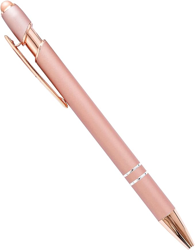 PASISIBICK 8 Pack Rose Gold Ballpoint Pen 2-in-1 Stylus Retractable Metal - Image 5