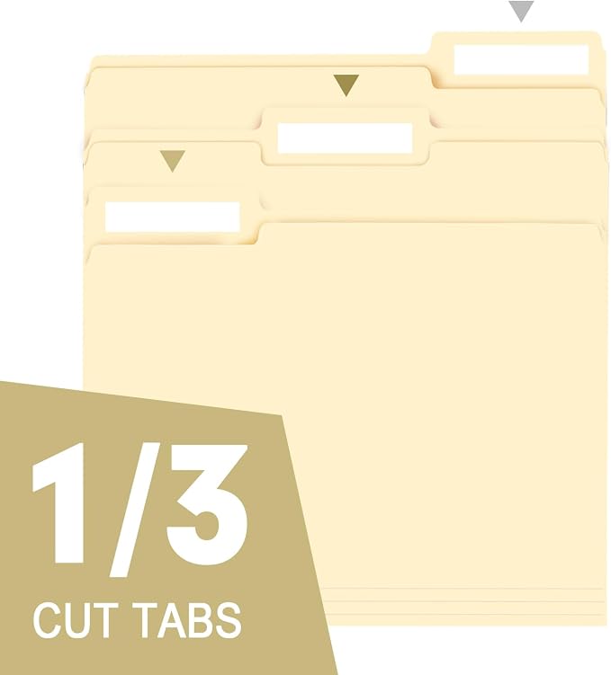 File Folder, RAZCC 100 Pack 1/3 Cut Tab File Folders Letter Size, Manila Folders - Image 3