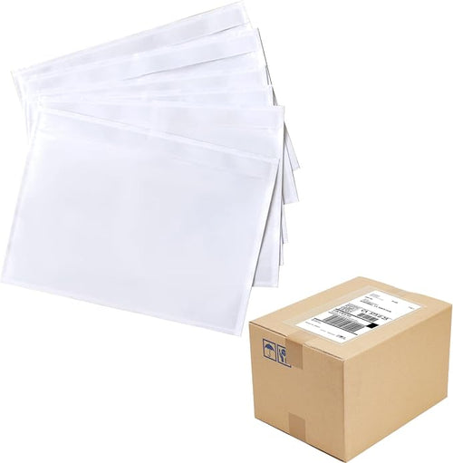 100 Pack 7.5" x 5.5" Clear Self-Adhesive Top Loading Packing List/Shipping by FungLam