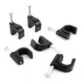 HS Cable Clips 8mm with Steel Nail 200 Pieces Black，Ethernet Management U by HS
