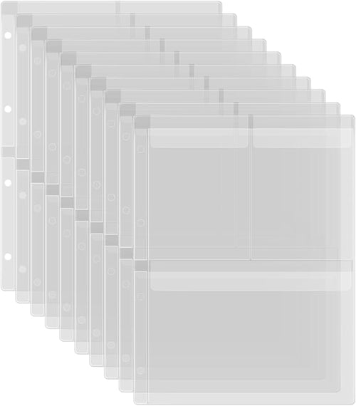 10 Pack A4 Size Plastic Binder Pockets, 4 Holes Waterproof PVC Folders Loose by BAOFALI