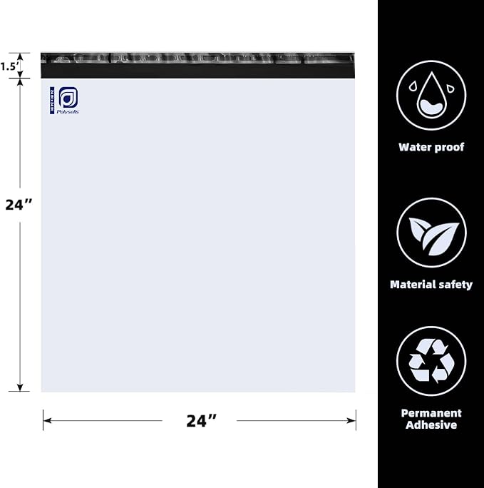 POLYSELLS 25 pcs 24x24 Inches White Poly Mailers Shipping Envelopes, Strong - Image 2