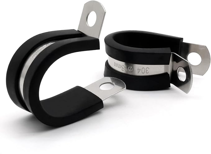 ZIPCCI 1/4 Inch Cable Clamps, 25 Pack Stainless Steel Wire Clamps, Rubber Metal - Image 5