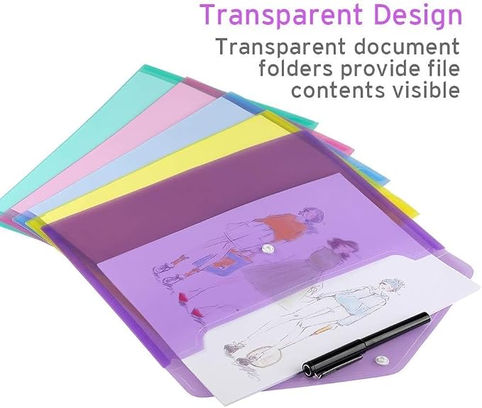 Sooez 48 Pack Folders Plastic Envelopes, Letter A4 Size Poly File Envelopes - Image 5