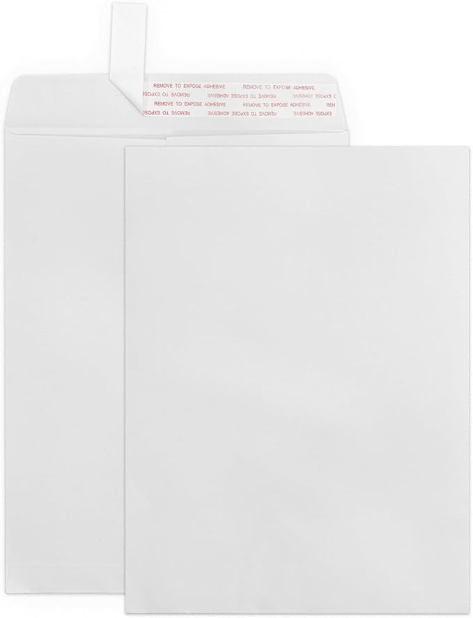 Geofun 9x12 Manilla Envelopes Self Seal 25 Pack, Large White Mailing Envelopes by Goefun