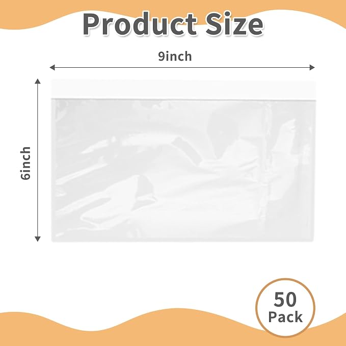 6" x 9" Shipping Label Sleeves Plastic Envelopes Self-Adhesive Top Loading - Image 2