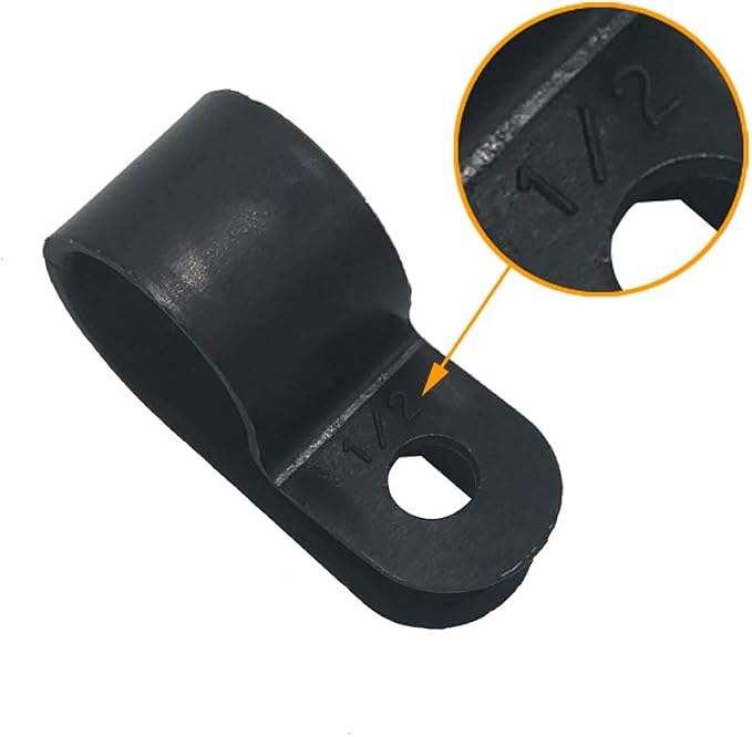 Cable Clamp R-Type Cable Clip Wire Clamp 1/2" Nylon Screw Mounting Cord - Image 3