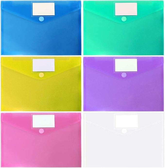 11 Pack Plastic Poly Filing Envelopes, 6 Assorted Color - Image 7