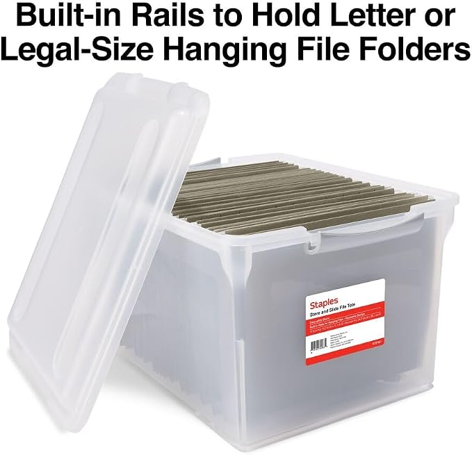 STAPLES Store & Slide Plastic File Box Latching, Letter/Legal Size - Image 6