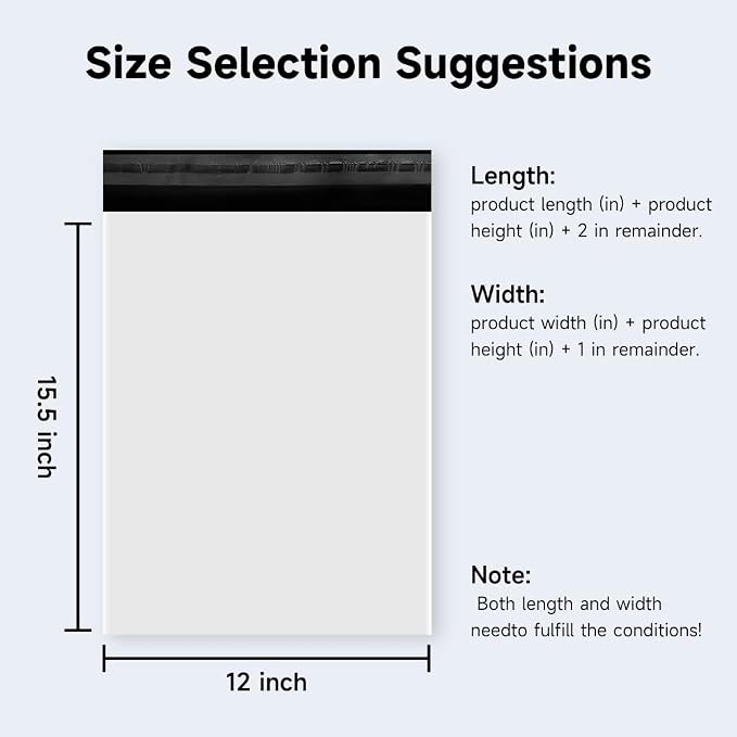 White Poly Mailers 12x15.5 Inch, 100 Pack | Self-seal shipping bags - Image 4