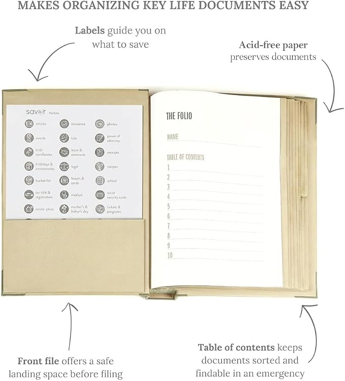 The Folio® Important Document Organizer by Savor | Binder - Image 3
