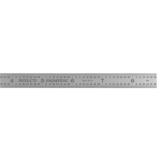 PEC Tools Made in USA Machinist Rule, Satin Chrome Finish, Markings 1/32" - Image 3