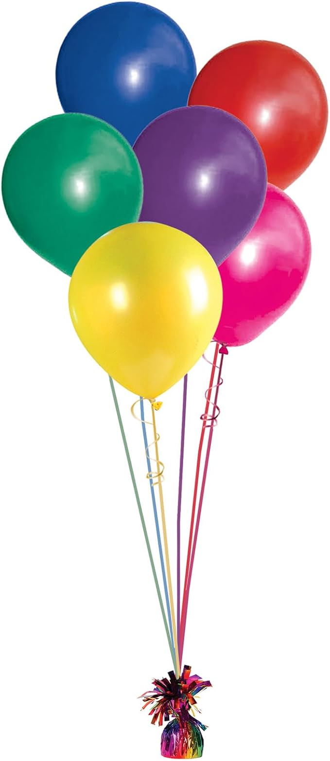 Beistle 12 Count Rainbow Metallic Plastic Wrapped Balloon Weights - Image 6