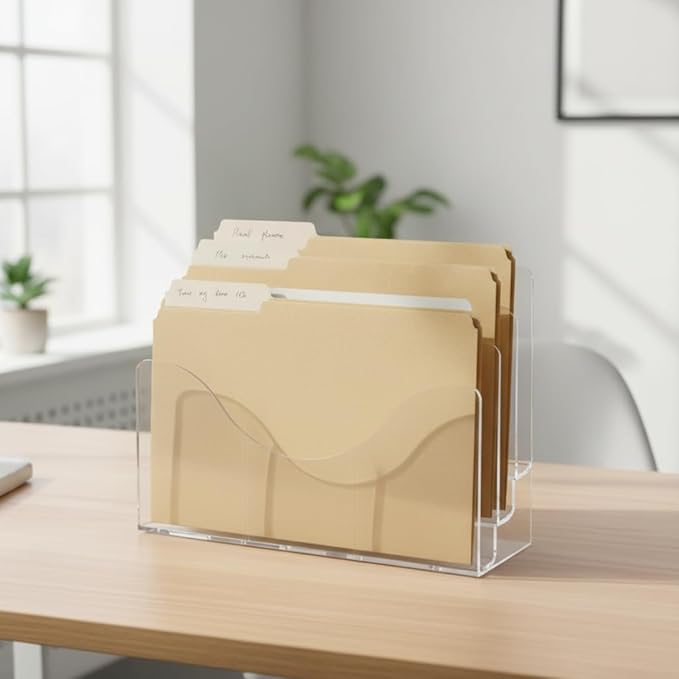 Azar Displays 250099 Three Tier File and Brochure Desktop Wall Organizer Holder - Image 6