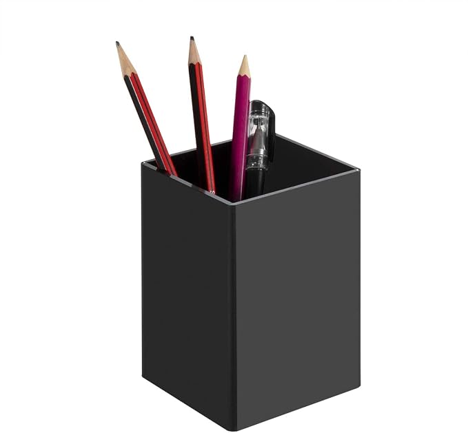 NIUBEE Black Acrylic Pen Holder 4 Pack, Desktop Pencil Cup Stationery Organizer - Image 3