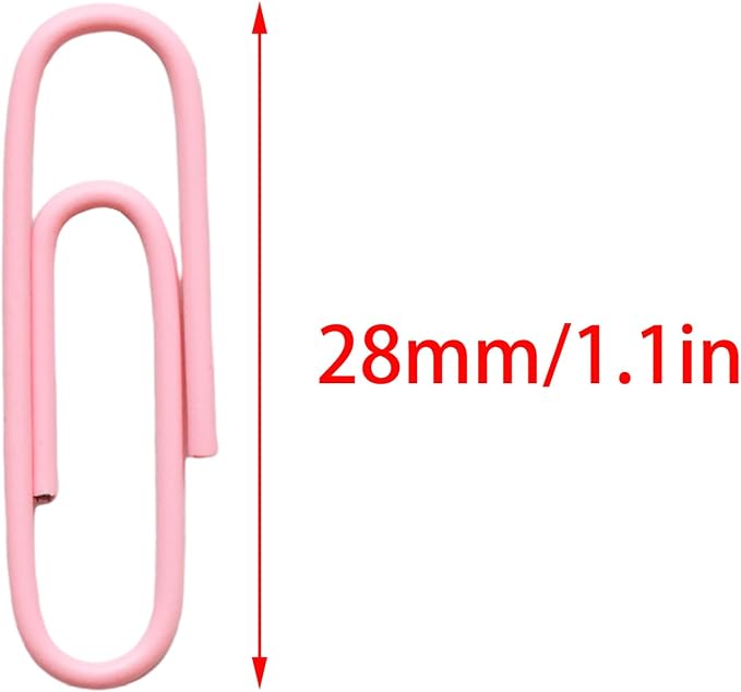 100 Pcs Pink Paper Clips, 1.1 Inch Colorful Paperclips | Vinyl Coated, Colored - Image 2