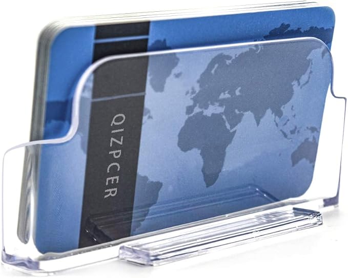 Qizpcer 4 Pack Clear Plastic Business Card Holder, Acrylic Business Card Display - Image 2