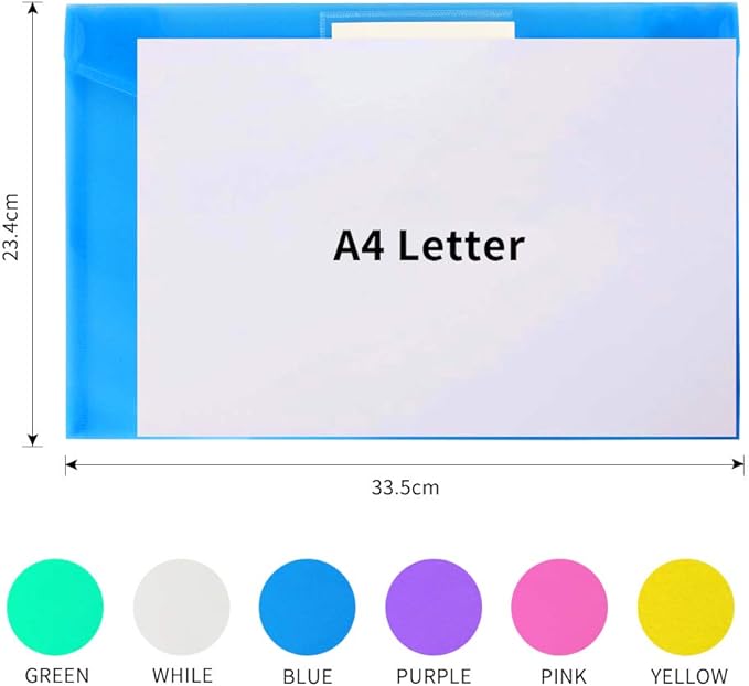 11 Pack Plastic Poly Filing Envelopes, 6 Assorted Color - Image 6