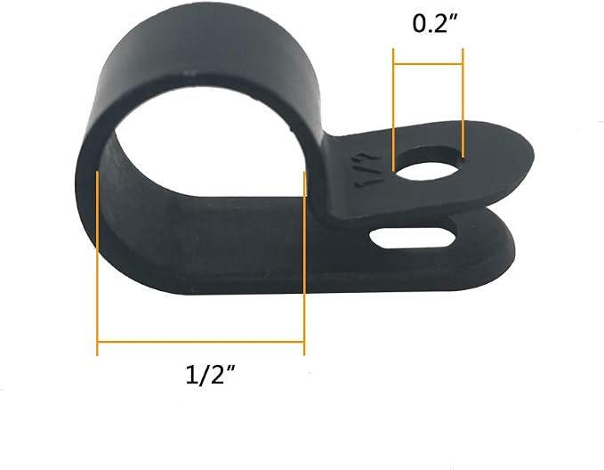 Cable Clamp R-Type Cable Clip Wire Clamp 1/2" Nylon Screw Mounting Cord - Image 2