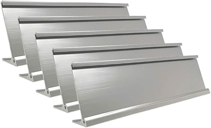 5 Pack 2" x 10" Aluminum Name Plate Desk Holder Silver | Office Business by Icomecn