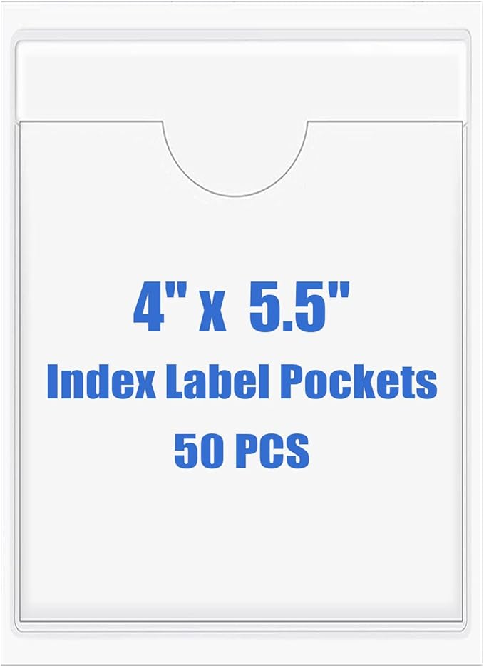 Origin-Joy 50 PCS Self-Adhesive Index Label Pockets by Origin-Joy