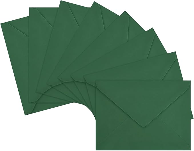100 Pack Dark Green A7 Envelopes, Christmas Greeting Card Envelopes Self Seal by LIKAJON