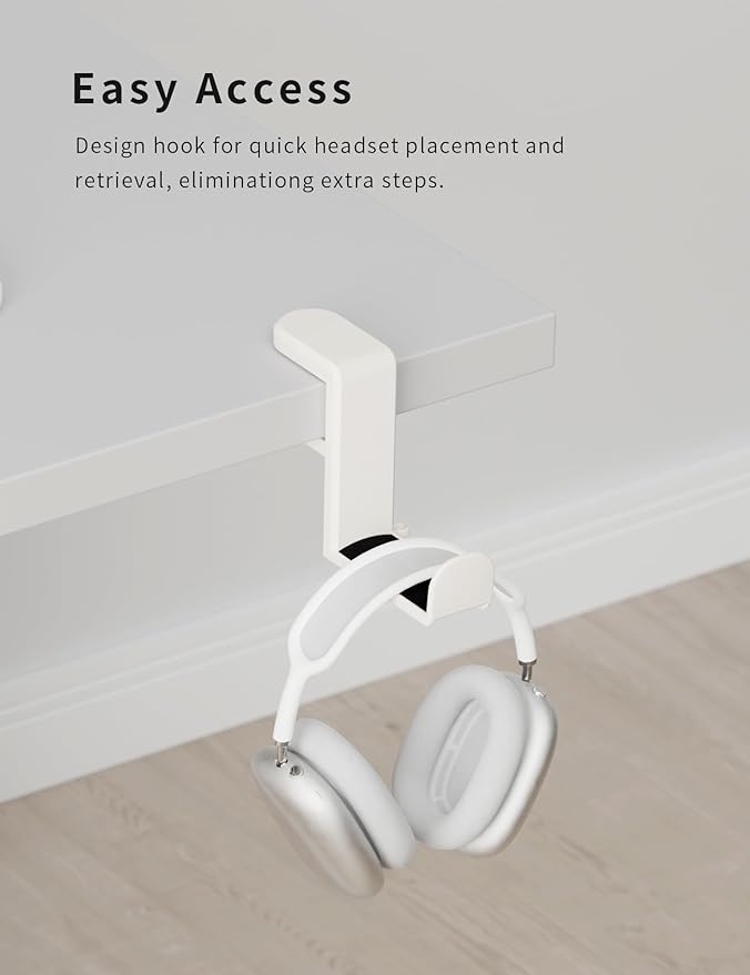 Headphone Hook Under Desk Holder 360-Degree Adjustable Rotation, easy spring - Image 7
