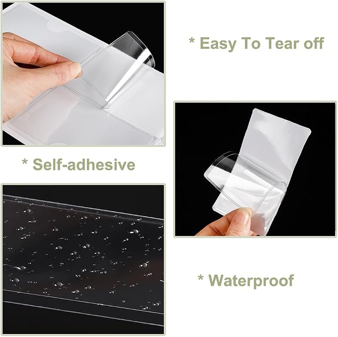 60 Pack Clear Self Adhesive Label Pockets, Label Holders Index Card Pockets - Image 3