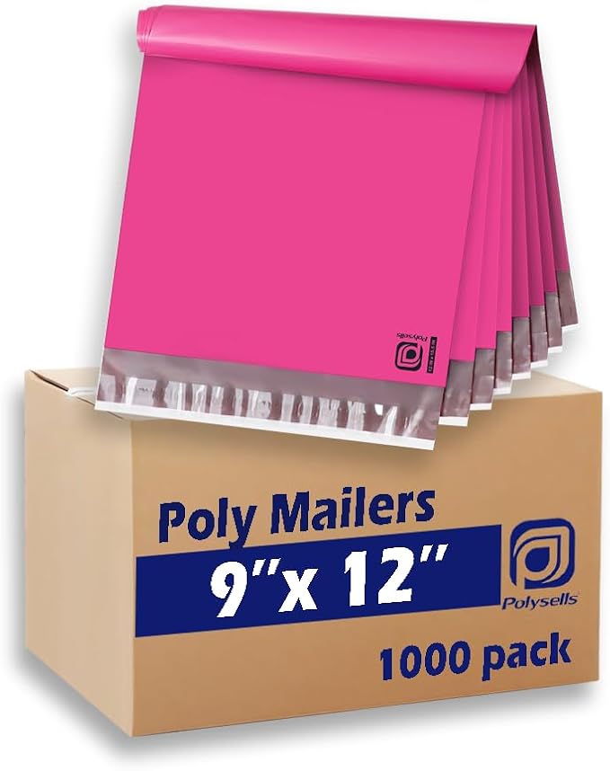POLYSELLS 1000 pcs 9x12 Inches Pink Poly Mailers Shipping Envelopes, Strong by POLYSELLS