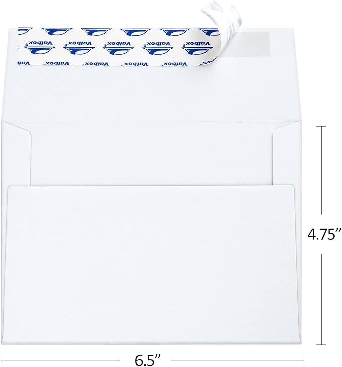 ValBox A6 Envelopes Self Seal 6.5 x 4.75" White Kraft Paper Invitation Envelopes - Image 2