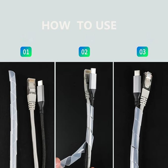 Spiral Cable Wrap - 20 Ft Cable Management Sleeve Organizer - Image 6
